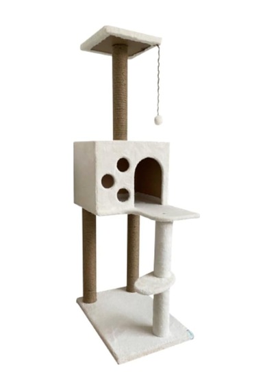 Pet Kedi Tırmalama Ve Oyun Evi Beyaz