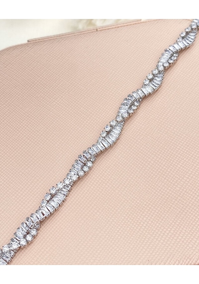 Su Yolu Çiftli Sarmal Bileklik Sarmaşık Model Zirkon Taş Silver Gümüş