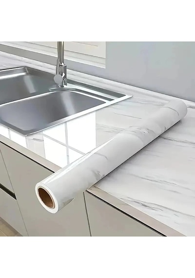 Özel Üretim Yapışkanlı Folyo Dekoratif Ev Yenileme Mermer Desenli Kaplama Kağıdı 5 Metre