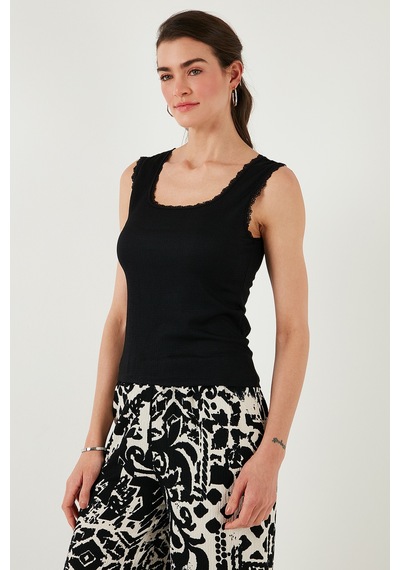 Lela Streç Pamuklu Oversize Fit 2' Li Paket Bayan Gömlek-Atlet Set 67810014979S2 Yeşil-Siyah