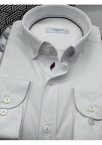 Slim Fit Uzun Kol Yıkamalı Gabardin Hediye Kutulu Erkek Gömlek Fs-001364 - Beyaz-1444