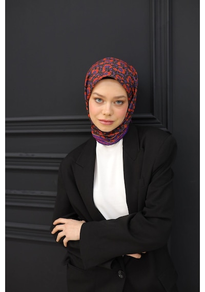 Silk Home Soft Eşarp 73077-07 Siyah, Saks, Parlak Turuncu