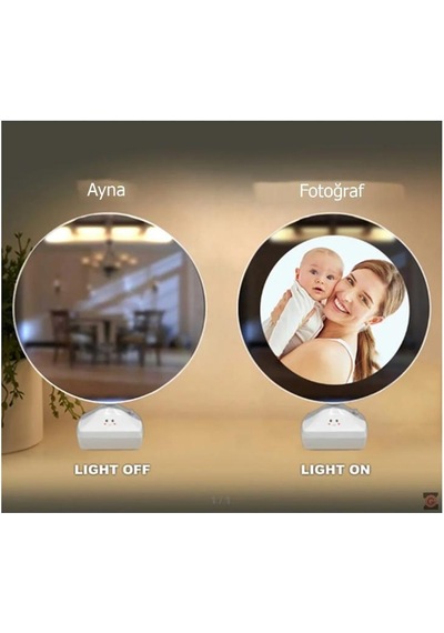 Fotoğraflı Led Işıklı Sihirli Ayna Resimli Çerçeve Dekoratif Masa Makyaj Ayna Şeffaf