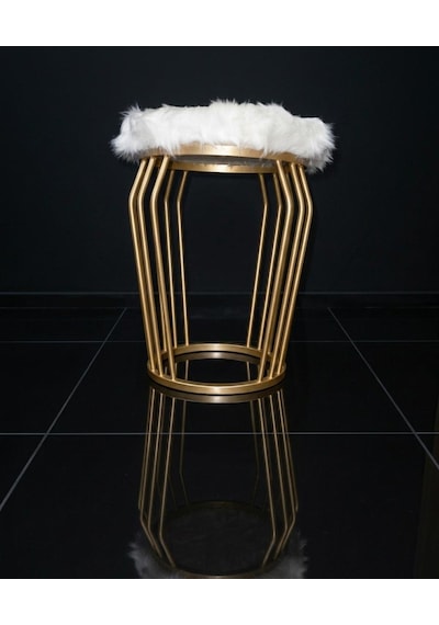 Wersace Gold Beyaz Peluş Puf