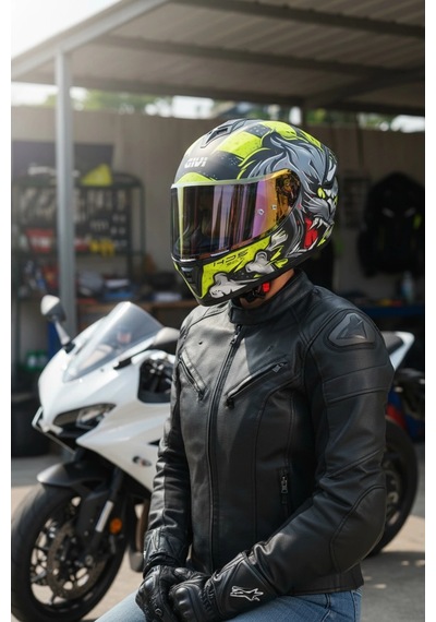 Gıvı 50.x Wıld 1 Renkli 1 Şeffaf Vizörlü Motosiklet Kask Mat Sarı