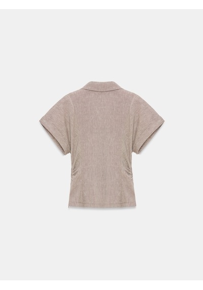 DİLVİN 50548 Drape Vücuda Oturan Gömlek-vizon