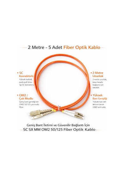 2 Metre Sc-lc Mm Om2 50/125 Dx Patch Kablo Patch Cord 5 Adet