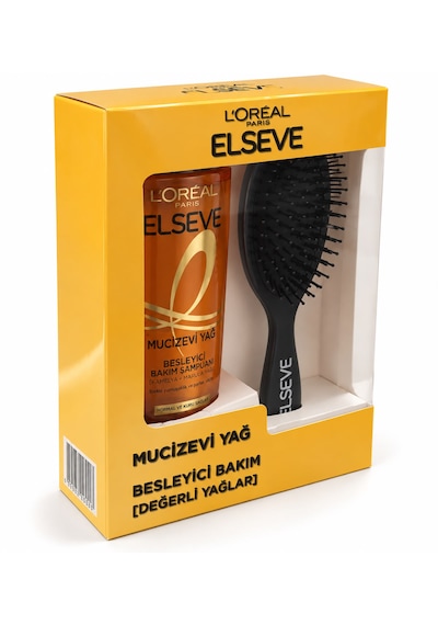 Elseve L Oréal Paris Mucizevi Yağ Besleyici Bakım Şampuanı + Saç Fırçası Hediye Seti Tüm Saçlar