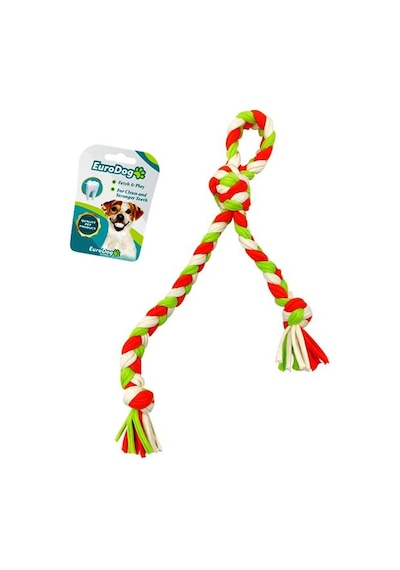 Eurodog - 114 - Düğümlü Diş İpi Beyaz Yeşil Turuncu - Csmo-tex - 42 Cm