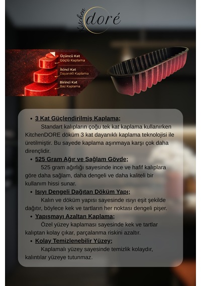 Baton Kek Kalıbı Cherry Red Kalın Döküm Üç Katmanlı Kaplama 525 Gram Kırmızı