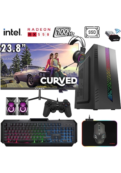 Xaser TETRIX X120 i5-4570 16 GB 512 GB SSD 4 GB RX550 23.8" Free Dos Masaüstü Oyuncu Bilgisayarı
