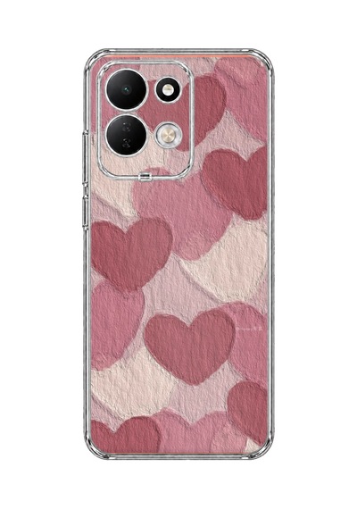Redmi 17 4g/5g Uyumlu Pastel Gül Kurusu Ve Pembe Kalpli Baskılı Silikon Kılıf
