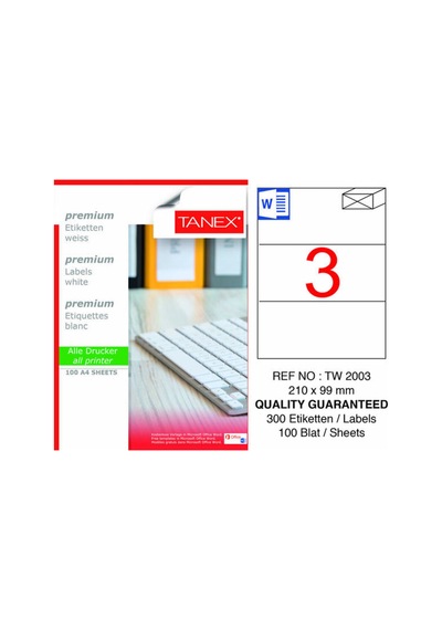 Tw-2003 210x99mm Laser Etiket 100 Lü