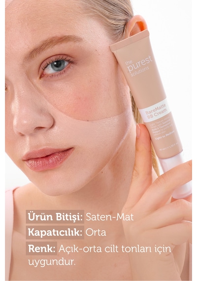 The Purest Solutions Yağlı ve Karma Ciltler İçin Matlaştırıcı BB Krem, SPF 50 + 40 ml – Açık / Orta Ton