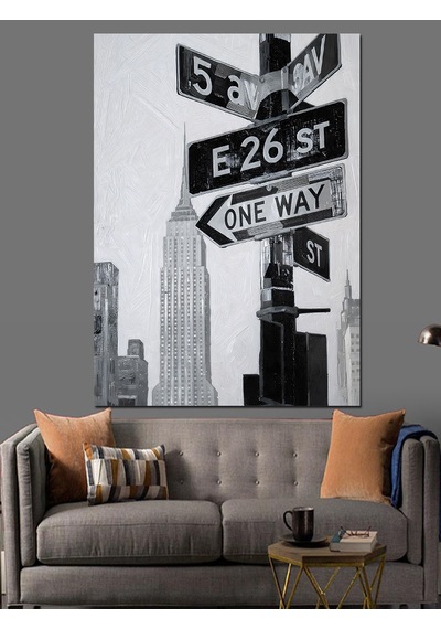Ahşap Tablo Siyah Beyaz New York
