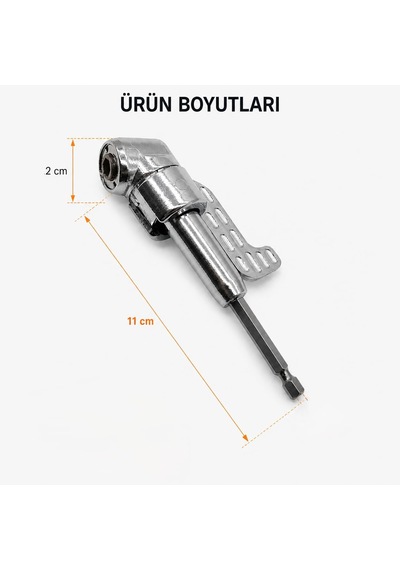 90 Derece Vidalama Köşe Adaptörü 360 Döner Başlıklı Matkap Aparatı Dar Alan Vida Sıkma Ucu 6.35mm Hex Şaft Profesyonel Açılı Adaptör