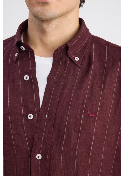 D'S Damat Ds Damat Comfort Bordo Çizgili Gömlek 6hc02hd45304m Çok Renkli