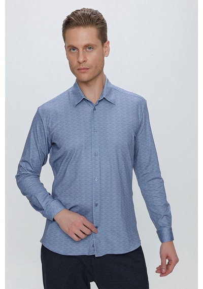 Efor G 1523 Slim Fit Mavi Spor Gömlek Mavi