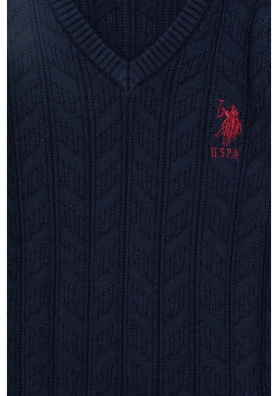 U.S. Polo Assn. Erkek Çocuk Lacivert Basic V Yaka Kazak 50293535-VR033