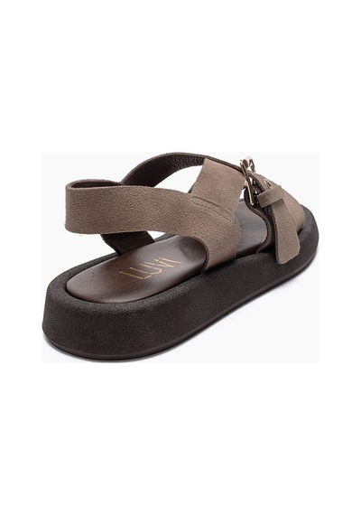 Luvishoes Rıven Vizon Süet Hakiki Deri Tokalı Kadın Sandalet