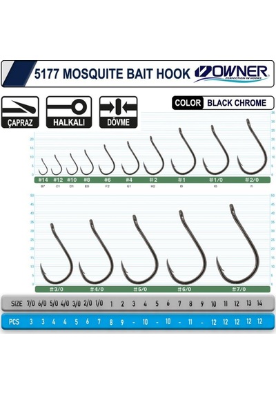 Owner 5177 Mosquito Hook Black Chrome Sinek Iğne (521507111)