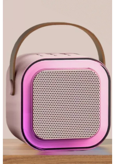 Thentech Karaoke Mikrofonlu Rgb Işıklı Küçük Portatif Rahat Taşınabilir Şarjlı Bluetooth Hoparlör Kablosuz Bej