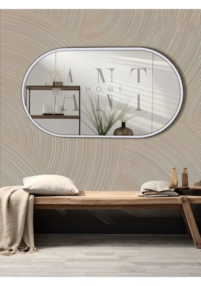 Model Alfa Dekoratif Ayna Duvar Aynası Konsol Aynası Mdf Elips Ayna 90 X 50 Beyaz