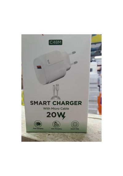 C48m Smart Charger 20w Usb To Mikro Usb Kablolu Hızlı Şarj Aleti Fast Charging Smart Chip Safe Charging Usb Adaptör Ve Mikro Usb Şarj Kablosu