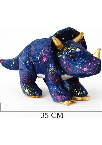 Yıldız Desenli Triceratops Peluş Oyuncak 35 Cm Yumuşak Büyük Dinozor Kız Çocuk Hediyesi