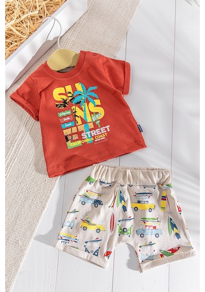 Baby Palmiye Desenli Yazlık Şortlu Erkek Bebek Takım 001