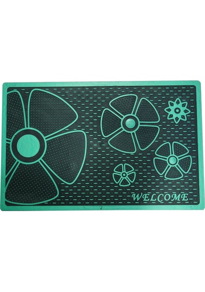 Welcome Yazılı Çiçek Desenli Kauçuk Kapı Önü Paspası (507917497)