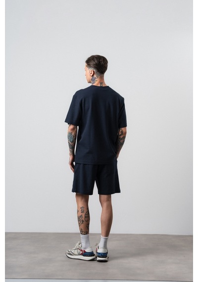 Erkek Pis Dikişli Regular Fit T-shirt Şort Takım Lacivert