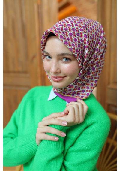 Silk Home Olinda Eşarp 48005-15 Fuşya, Asit, Yeşil, Çingene Pembe