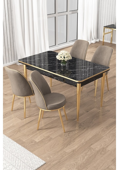 Canisa Rewa Serisi 70x110 Sabit Siyah Mermer Desen Gold Detay Masa Takımı Ve 4 Cappucino Sandalye Masa Siyah Mermer Sandalye Cappucino Gold Ayak Canisa Rewa Serisi 70x110 Sabit Siyah Mermer Desen Gold Detay Masa Takımı Ve 4 Cappucino Sandalye Masa Siyah Mermer Sandalye Cappucino Gold Ayak