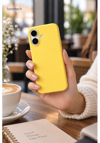 Apple Apple iPhone 17 Uyumlu Kılıf Renkli Lansman İçi Kadife Yumuşak Kamera Yükseltili Silikon Bordo Sarı
