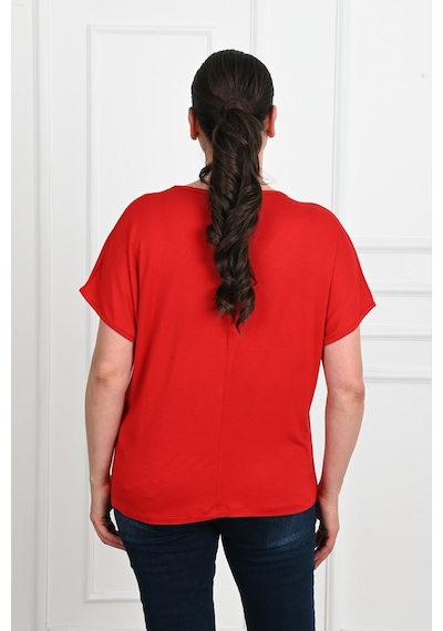 Kadın V Yaka Büyük Beden T-shirt 1486-23 001