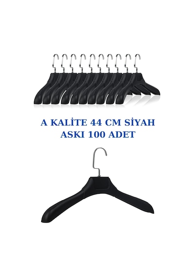 Ceket Elbise Askısı Plastik Soft Siyah Abs Gömlek Kıyafet Askısı 100 Adet Diğer