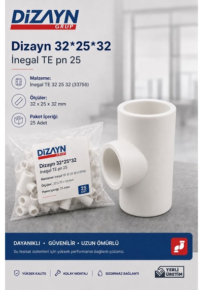 Dizayn Pprc İnegal Te 32 25 32 25 Adet Pn25 Temiz Su Tesisat Ek Parçası