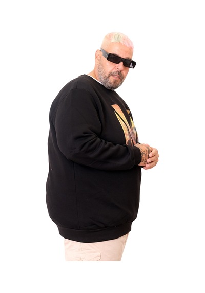 Mode Xl Büyük Beden Erkek Sweat Bisiklet M U25807 Siyah