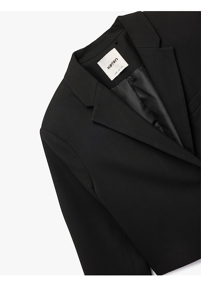 Koton Uzun Kollu Kruvaze Düğmeli Crop Blazer Ceket Siyah 6sak50023pw Siyah