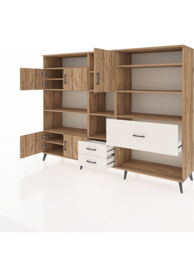 Hyperion Dolap 13 Raflı 3 Çekmeceli 5 Kapaklı 220x44x163 Çam-çam/ Çam-çam/aytaşı