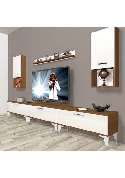 Decoraktiv Eko 270da Mdf Silver Tv Ünitesi Tv Sehpası Ceviz - Beyaz
