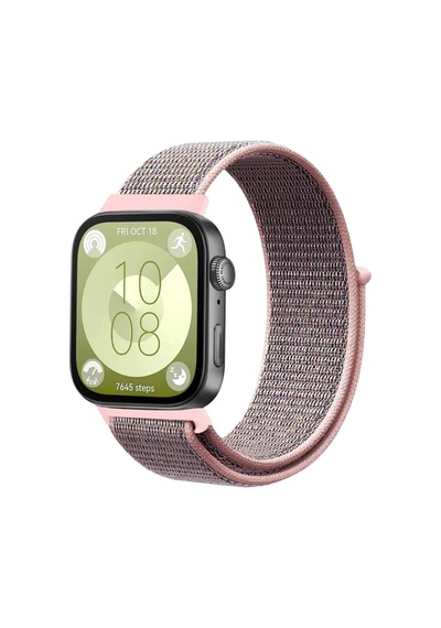Huawei Fit 4 Hasırlı Cırtcırtlı Kordon Saat Değildir - Pembe