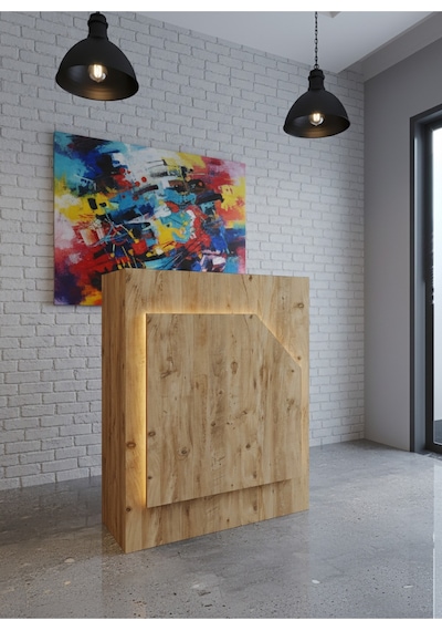 Resital Ledli Karşılama Bankosu G-90 Cm Ofis Kasa Resepsiyon Masası Banko-002-6-6