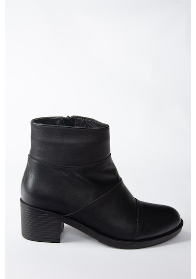 Fox Shoes Siyah Hakiki Deri Alçak Topuklu Kadın Bot N555703003 Siyah