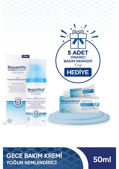 Gece Bakım Kremi 50 Ml 5 Adet Onarıcı Bakım Merhemi 3,5 Gr