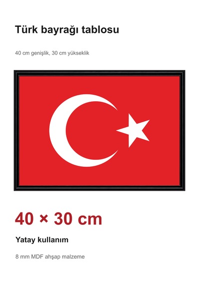 Türk Bayrağı Ve Atatürk 5 Li Mdf Tablo Seti 8 Mm 40 30 Cm Ve 20 30 Cm Ev Ofis Okul İşyeri 1
