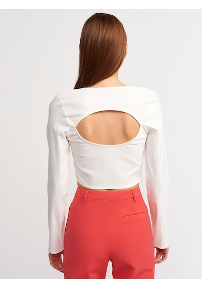 Dilvin 50138 Sırt Dekolteli Kare Yaka Top