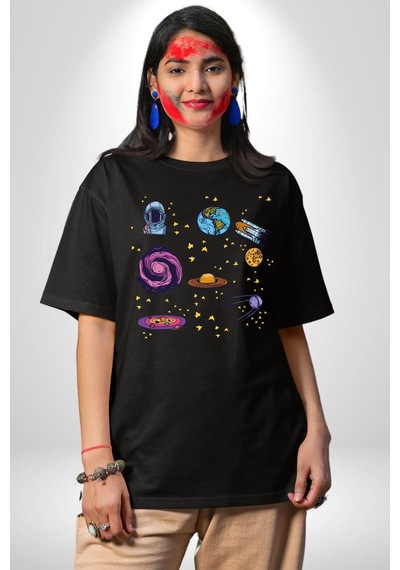 Uzay Figürleri Mars Ay Dünya Pamuklu Bisiklet Yaka Unisex Oversize Boyfriend Dijital Baskılı Siyah T-shirt Siyah Uzay Figürleri Mars Ay Dünya Pamuklu Bisiklet Yaka Unisex Oversize Boyfriend Dijital Baskılı Siyah T-shirt Siyah