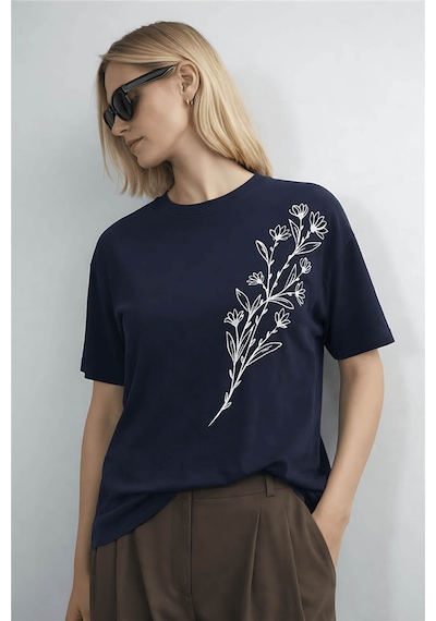 Fashion Friends Baskılı Lacivert Kadın Bluz 26y0229k1